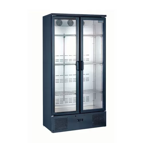 Arctica Bar & Display Upright Bottle Cooler - 2 Hinged Doors - Black