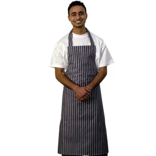 Nylon Blue White Stripe Bib Apron