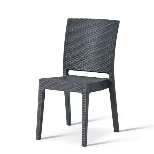 Tabilo Canterbury Polypropylene Rattan Effect Indoor And Outdoor Dark Grey Side Chair