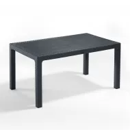 Tabilo Canterbury Polypropylene Rattan Effect Indoor And Outdoor Dark Grey 6 Seater Table