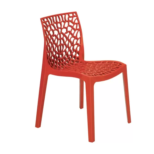 Tabilo Zest Polypropylene Glossy Finish Indoor And Outdoor Red Stackable Chair