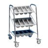Cutlery trolley with 3 containers